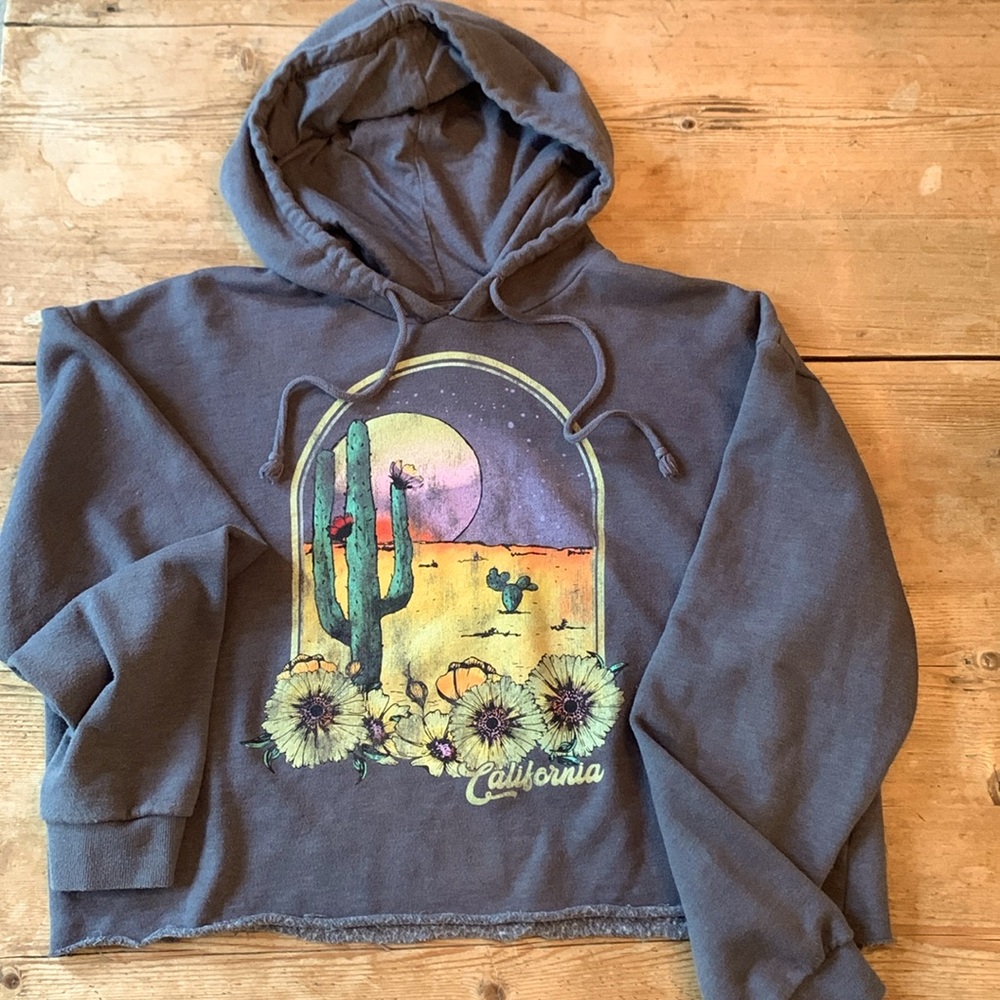 California Desert Scene Cropped Weathered Hoody